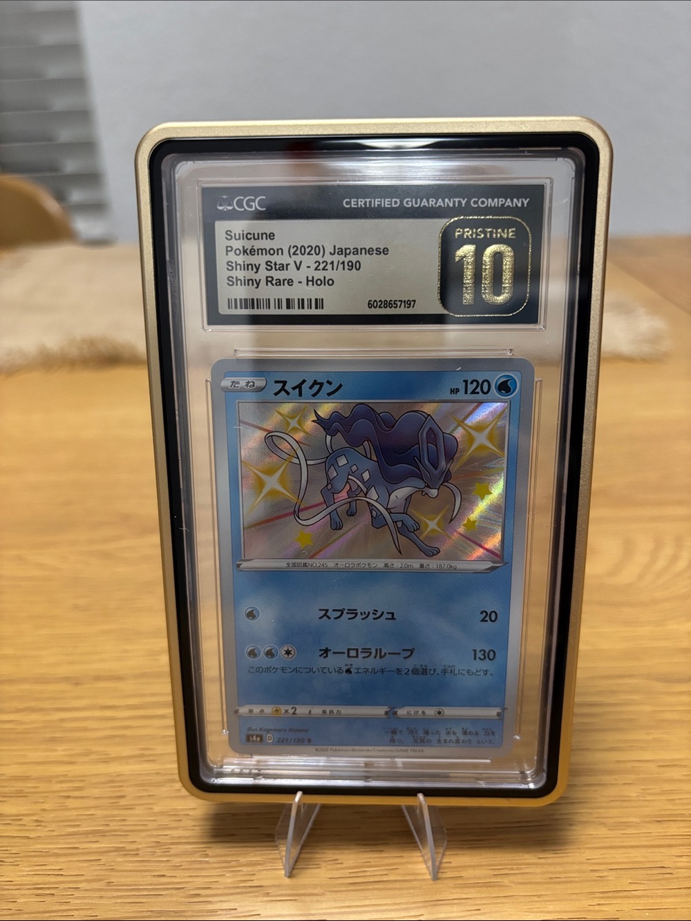 CGC Pristine 10 Suicune Japanese Shiny Star V Holo w/ Gold Slab Guard